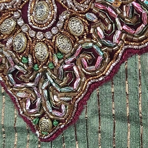 Girls Green/Gold Fancy Embroidered Indian Party Tulle Dress Churidar Gown 24 5T - Picture 7 of 12